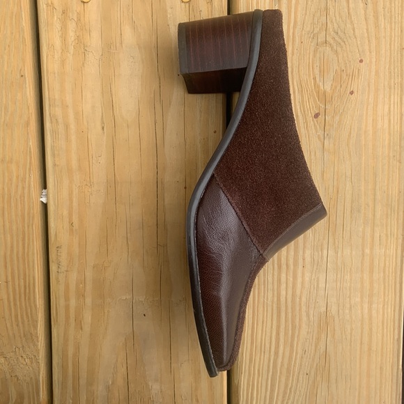 Brown Leather and Suede Slip On Heels 2" Heel size 7 - Picture 7 of 11